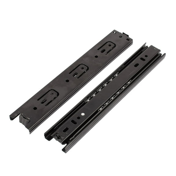 Uxcell Furniture Drawer Telescopic 3-Fold Sliding Rails Slides Black 9" Length 2Pcs Cold Rolled Steel