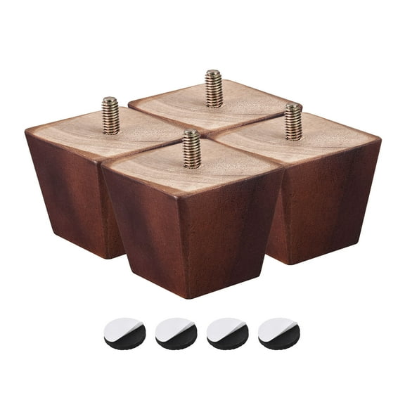 Uxcell Furniture Legs 2 inch Set of 4 Square Solid Wood Couch Legs, Brown