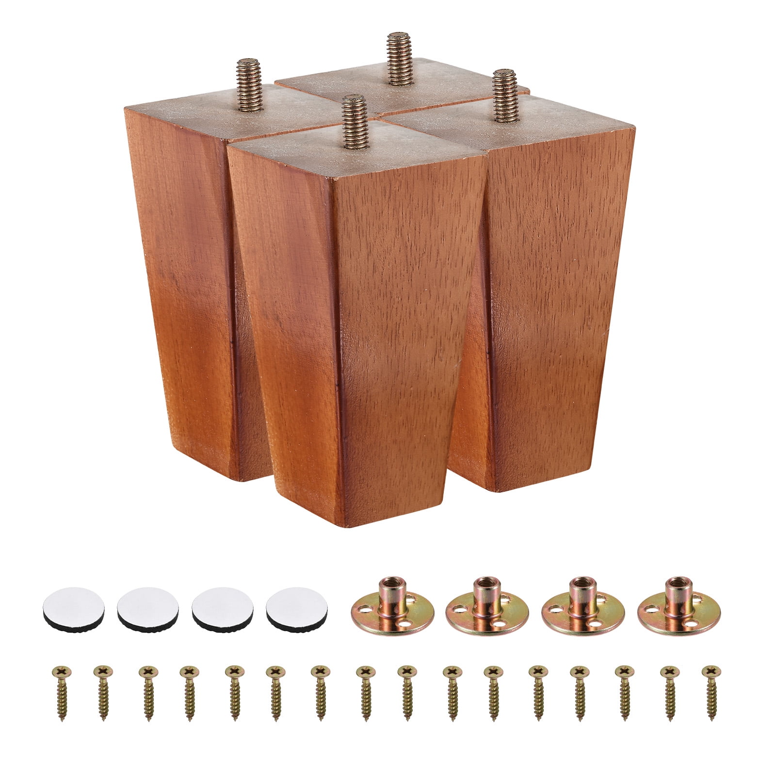 Uxcell Furniture Legs 4.3 Inch(110mm) Set of 4 Square Solid Wood Couch