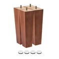 thumbnail image 1 of Uxcell Furniture Legs 8 Inch(200mm) Set of 4 Square Solid Wood Couch Legs, Brown, 1 of 7