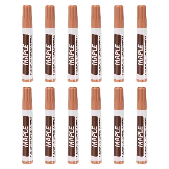 Uxcell Furniture Repair Wood Markers, 12 Pack Maple Touch Up Filler Sticks, Oil Based Paint Markers for Scratches, Wood Floors