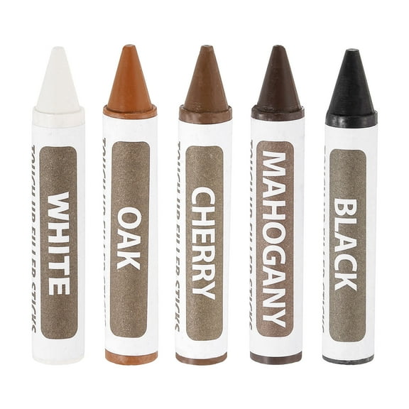 Uxcell Furniture Repair Wood Markers, 5 Pack 5 Colors Wood Wax Filler Sticks, Touch Up Pen Crayons for Scratches, Wood Floors, Tables