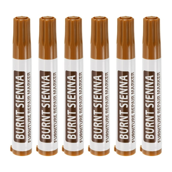 Uxcell Furniture Repair Wood Markers 6 Pack Burnt Sienna Touch Up Filler Sticks Oil Based Paint Markers for Scratches Wood Floors