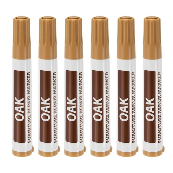 Uxcell Furniture Repair Wood Markers 6 Pack Oak Touch Up Filler Sticks Oil Based Paint Markers for Scratches Wood Floors