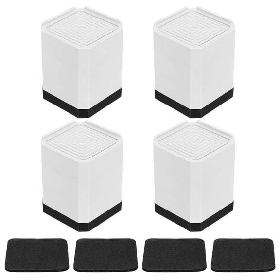 Uxcell Furniture Risers 3 Layers 4.13" x 3.35" White Plastic 4 Pcs, Rectangular Adjustable Block w/ Sponge Pad Lift to 1.57-4.13 Inch, Support Up to 441 Pounds for Bed Sofa Washer