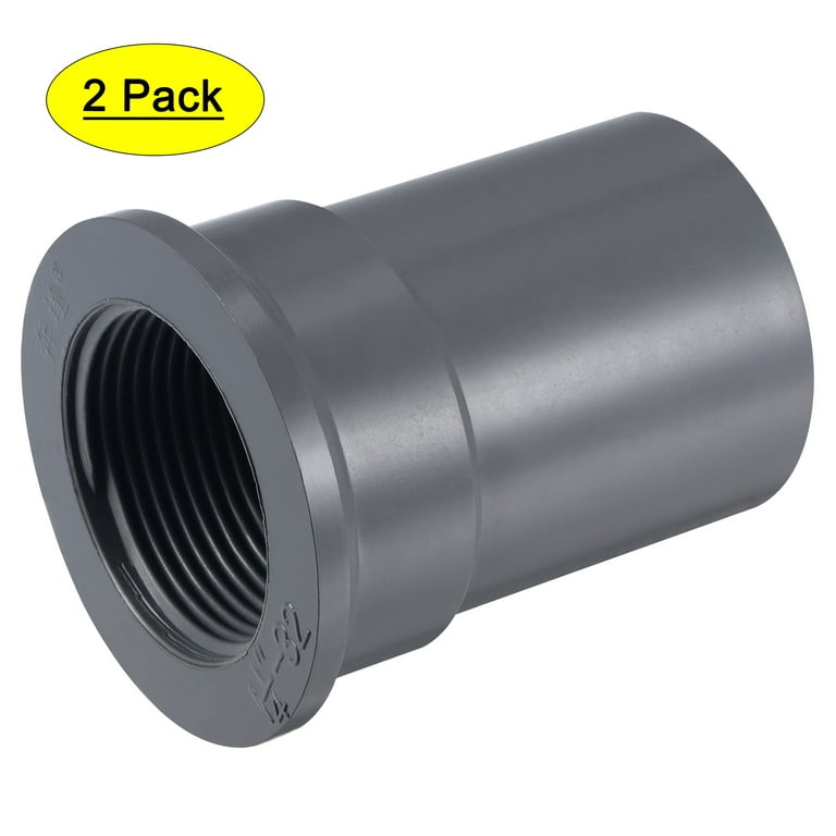 Uxcell G1-1/4 Female Thread 40mm ID DN32 PVC Straight Water Pipe Connector  Gray 2 Count