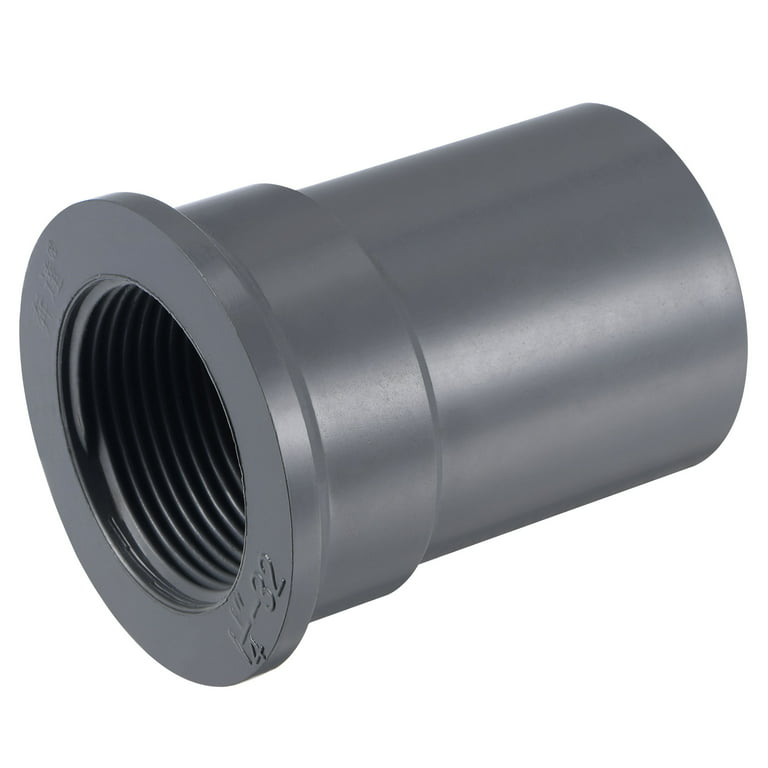 Uxcell G1-1/4 Female Thread 40mm ID DN32 PVC Straight Water Pipe Connector  Gray