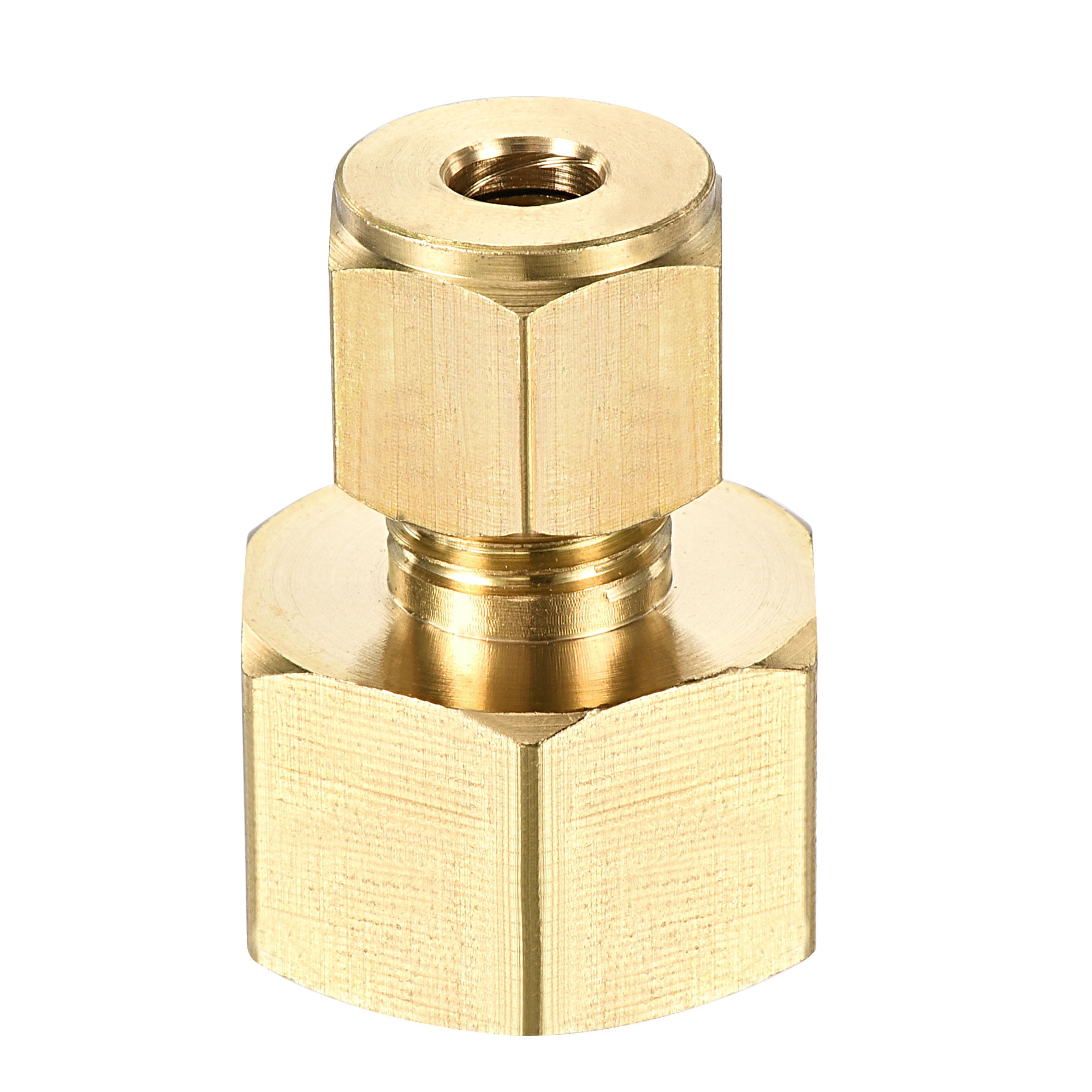 Uxcell G1/2 Female Thread x 6mm Tube OD Brass Compression Tube Fitting ...