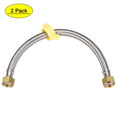 Uxcell G1/2 Female x G1/2 Female 16" Long SUS304 Faucet Supply Line 2 Pack