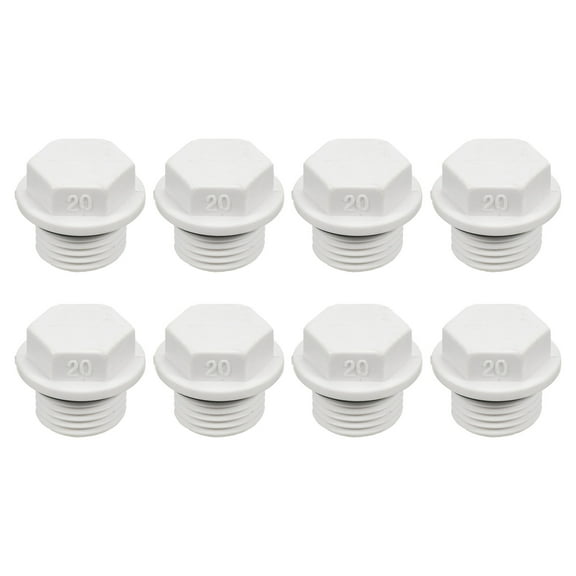 Uxcell Male Thread Hex Head Pipe Plug Nut Cap Socket White, 8 Pack G1/2 8