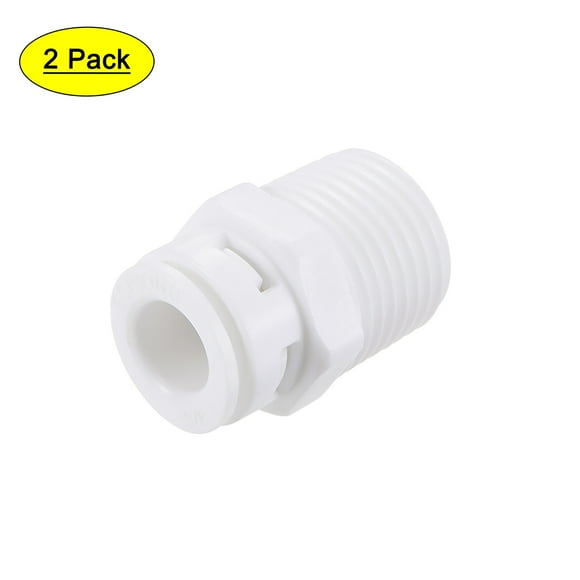 Uxcell G1/2 Male Thread to 3/8" Tube Straight Connect Fittings Quick Connector White 2 Pack