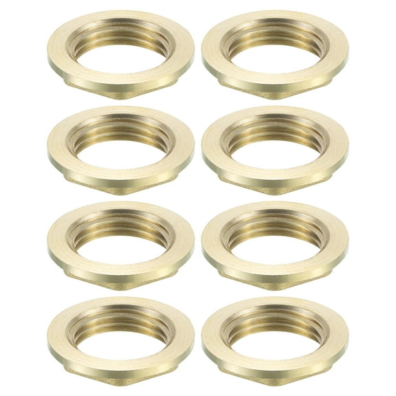 Uxcell G1/2 Pipe Fitting Hex Flange Lock Nut Locknut Female Threaded Fastening Thin Nut for Plumbing Fixed, Brass 8Pcs