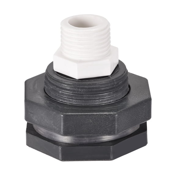 Uxcell Bulkhead Tank Adapter with Thread Pipe Fitting Thread for Rain Buckets Water Tanks G1/2