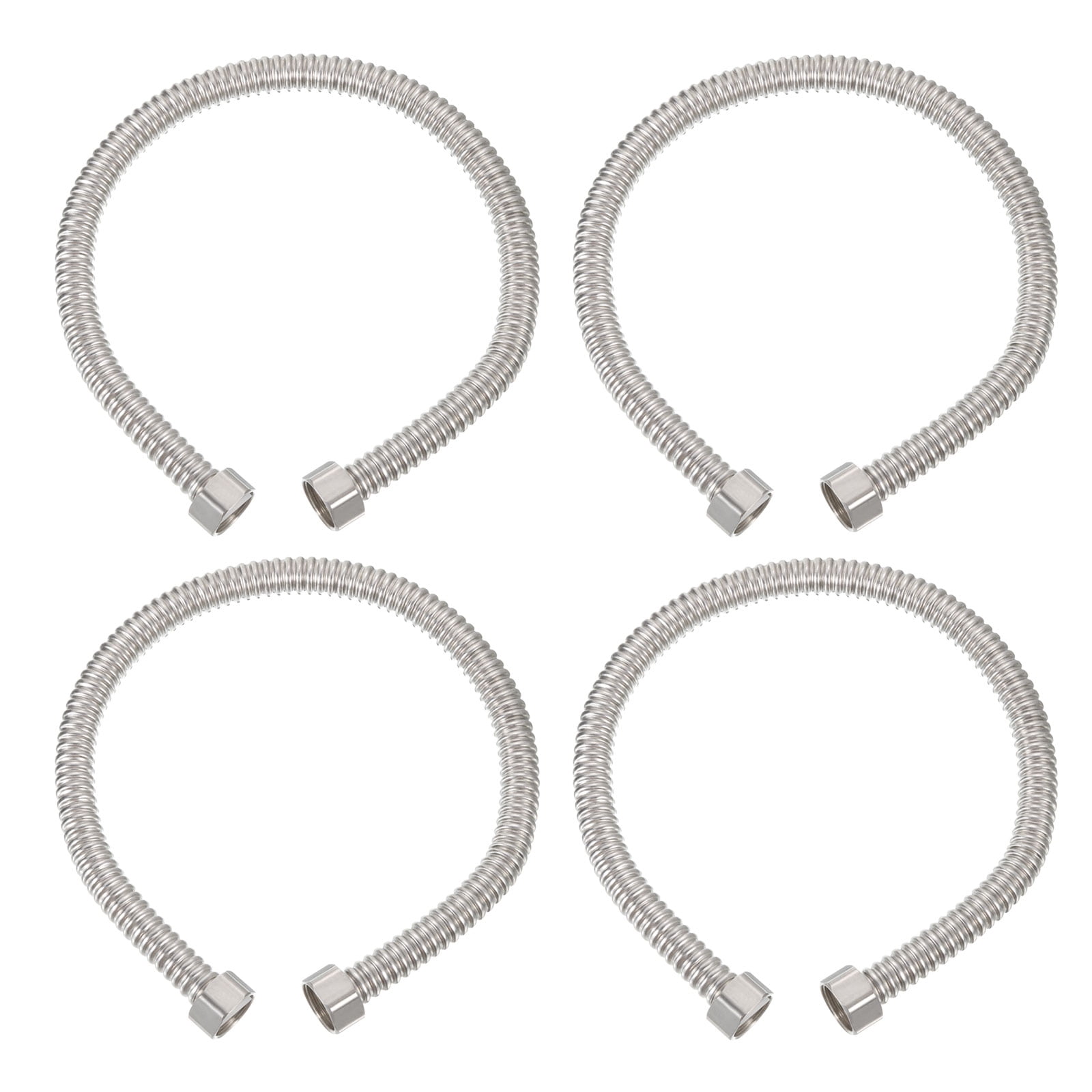 Uxcell G1/2 x 19.68 Inch Flexible Stainless Steel Water Heater Hose, 4Pcs Corrugated Water Heater Connector Hose