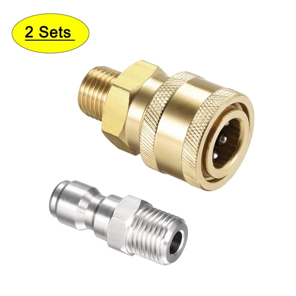 Uxcell G1/4 Male Thread Brass Quick Connect Kit 2 Sets