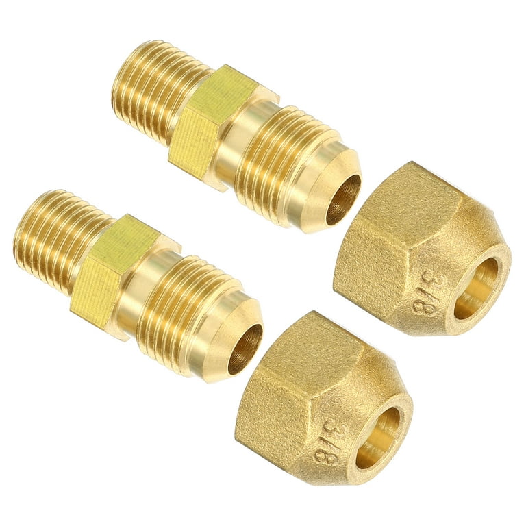 Uxcell G1/4 Male x 3/8 Male Brass Flare Tube Fitting Pipe Hose Fitting  Adapter Connector, 2 Pack