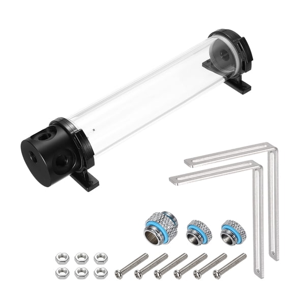 Uxcell G1/4 Thread 50mm x 240mm Cylinder Water Cooling Tank Reservoir Radiator 1 in 3 Out for PC Computer CPU