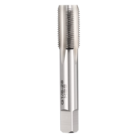 Uxcell G1/8-28 Pipe Thread Tap - Right Hand Straight Flute Tap M2 High Speed Steel Polished Finish Screw Thread Milling Machine Taps Threading Tapping