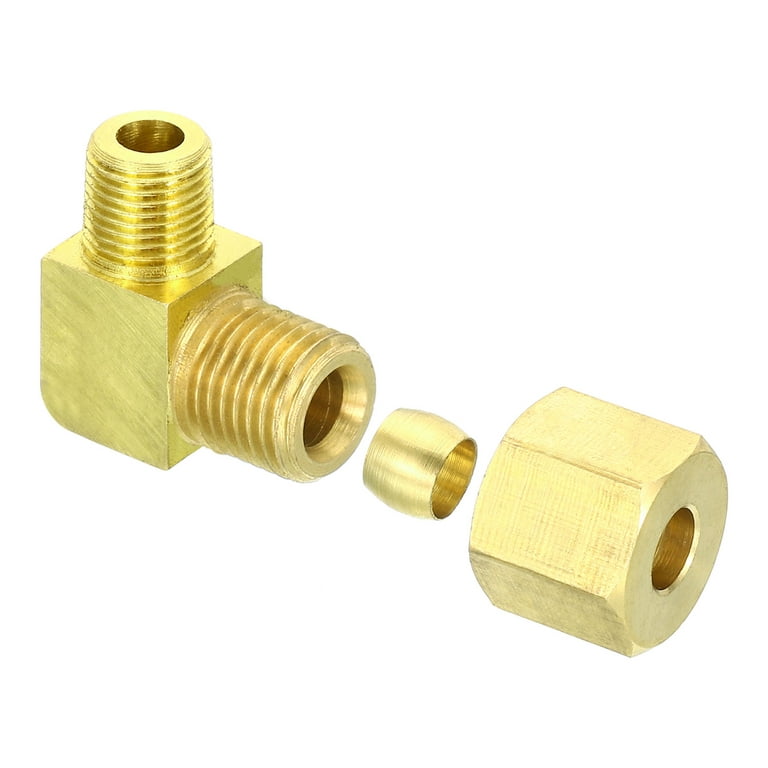 Uxcell G1/8 Male x 6mm Tube OD Brass Compression Tube Fitting 90