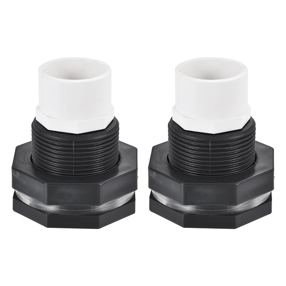 Uxcell G1 Female 1.83" Male Bulkhead Fitting with Silicone Gasket and Pipe Connector Gray White 2 Pack