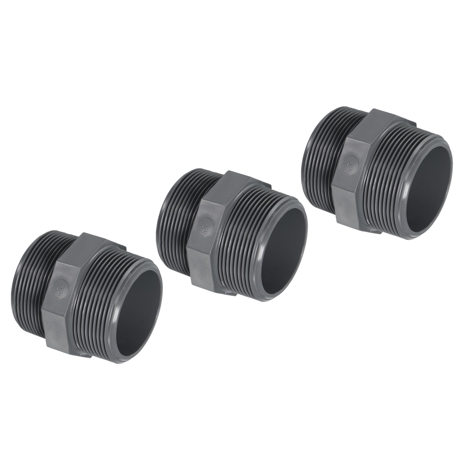 Uxcell G2 POM Hex Pipe Fitting Male to Male Thread Nipple Gray 3 Pack
