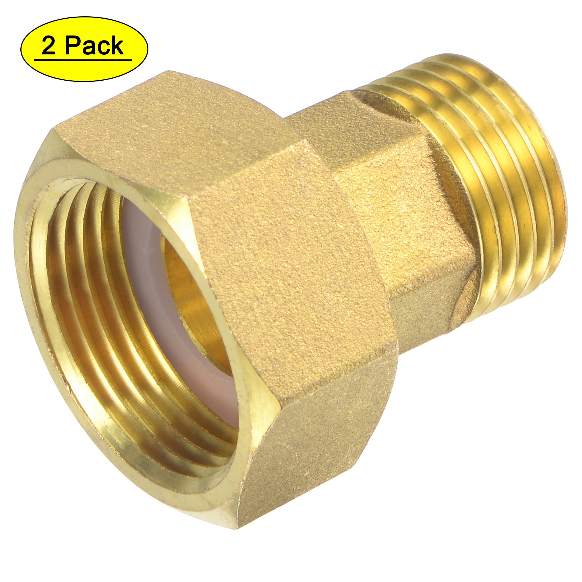 Uxcell G3/4 Female x G1/2 Male Thread 38mm Brass Pipe Fitting Hex Coupling 2  Count 