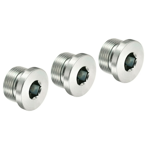 Uxcell G3/4 Internal Hex Head Pipe Fitting Plug, 3 Pack Male Thread 45# Steel Socket Plug with Sealing Ring
