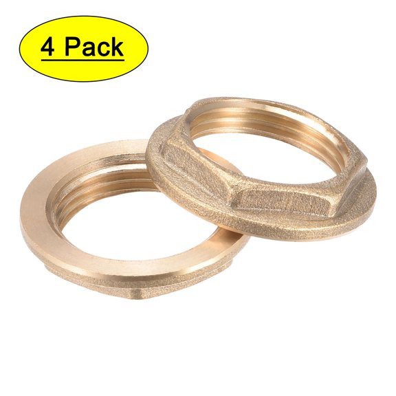 Uxcell G3/4 Lock Nut with Flange, Hex Brass Female Locknut for Plumbing 4 Pack