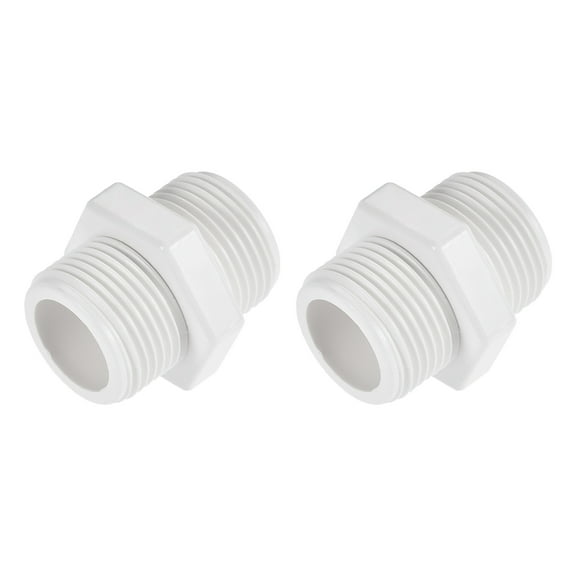 Uxcell Pipe Fitting, G1/2 Male Thread, Hex Nipple Tube Adaptor Hose Connector, for Water Tanks, White 2Pcs 25.5mm / 1 Inch