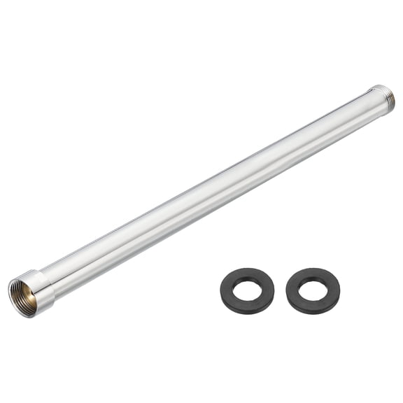 Uxcell G3/4 Shower Arm Extension, 16 Inches Copper Showerhead Extender Pipe Water Outlet, Straight Longer Shower Tube to Add Height for Bathroom, Gardens, Beaches, Silver