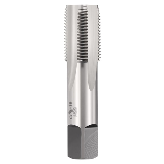 Uxcell G3/8-19 Pipe Thread Tap - Right Hand Straight Flute Tap M2 High Speed Steel Polished Finish Screw Thread Milling Machine Taps Threading Tapping