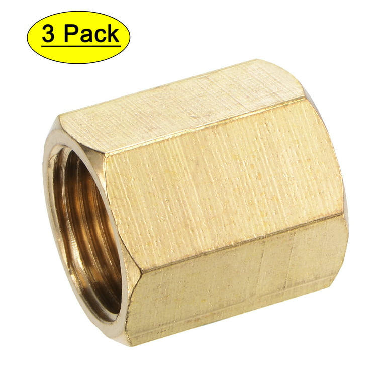 Uxcell G3/8 Female Thread Hex Brass Pipe Fitting Coupling Connector Adapter  3 Count 
