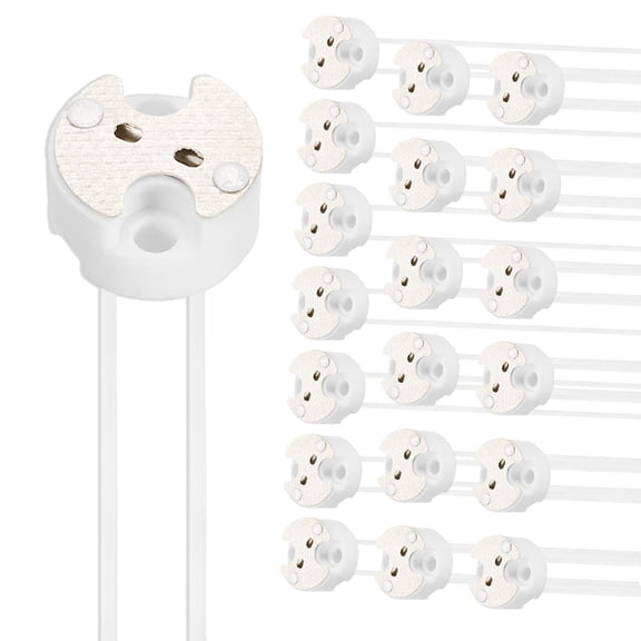 Uxcell G4 Lamp Sockets 6" 20PCS - MR16 LED Bulb Socket Ceramic Base with Silicone Wire Connector for Halogen & LED Bulbs Chandelier GU5.3 MR11 DIY Light Base Fixture, White