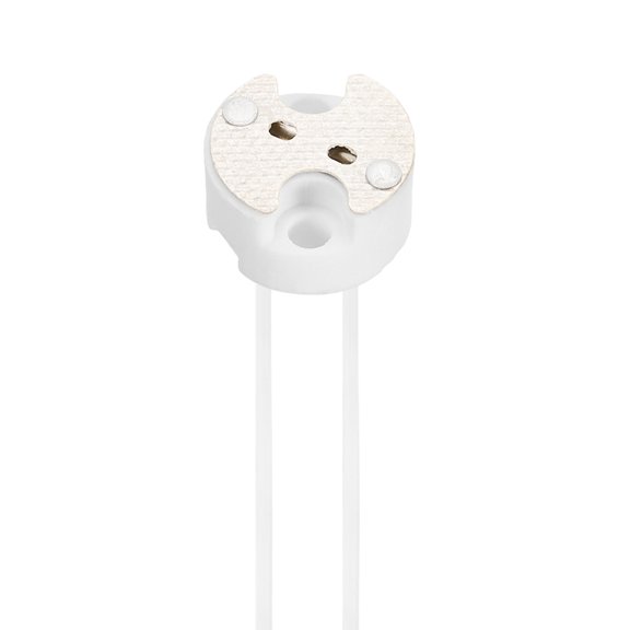 Uxcell G4 Lamp Sockets 8" 1PCS - MR16 LED Bulb Socket Ceramic Base with Silicone Wire Connector for Halogen & LED Bulbs Chandelier GU5.3 MR11 DIY Light Base Fixture, White