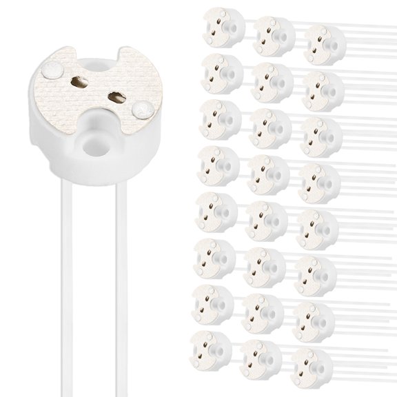 Uxcell G4 Lamp Sockets 8" 30PCS - MR16 LED Bulb Socket Ceramic Base with Silicone Wire Connector for Halogen & LED Bulbs Chandelier GU5.3 MR11 DIY Light Base Fixture, White