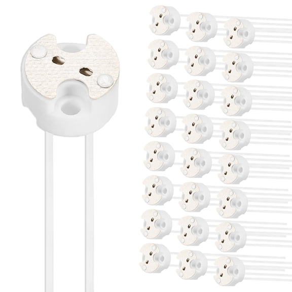 Uxcell G4 Lamp Sockets 8" 50PCS - MR16 LED Bulb Socket Ceramic Base with Silicone Wire Connector for Halogen & LED Bulbs Chandelier GU5.3 MR11 DIY Light Base Fixture, White