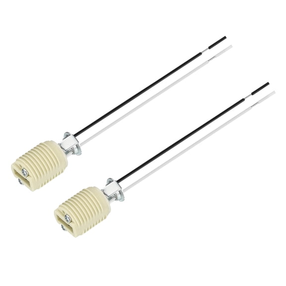 Ceramic Base Socket, Ceramic Lamp Bulb Holder with Wire, Heat Resistant Light Base Connector for LED Halogen Light 2