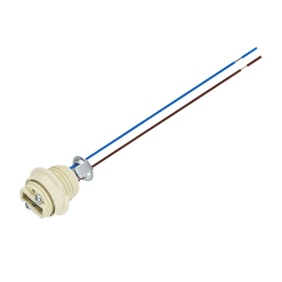 Uxcell G9 Ceramic Base Socket with Plastic Ring, Ceramic Lamp Bulb Holder with 5.9'' 0.5mm Wire, 250V 100W Heat Resistant Light Base Connector for LED Halogen Light Bulb, Beige