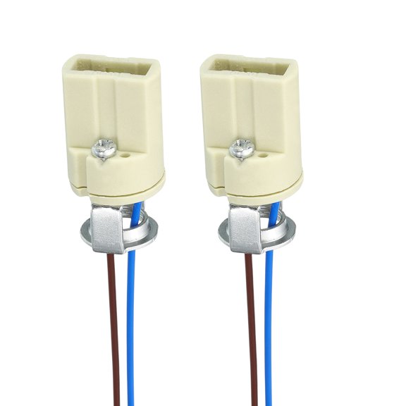 Uxcell G9 Lamp Sockets 6" 2Pack - Light Bulb Socket Ceramic Base with Silicone Wire Connector for Halogen & LED Bulbs Chandelier  Home DIY Light Base Fixture, Beige
