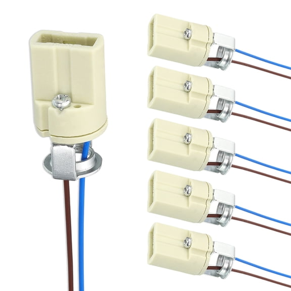 Uxcell Lamp Sockets Pack - Light Bulb Socket Ceramic Base with Silicone Wire Connector for Halogen & LED Bulbs Chandelier  Home DIY Light Base Fixture 6