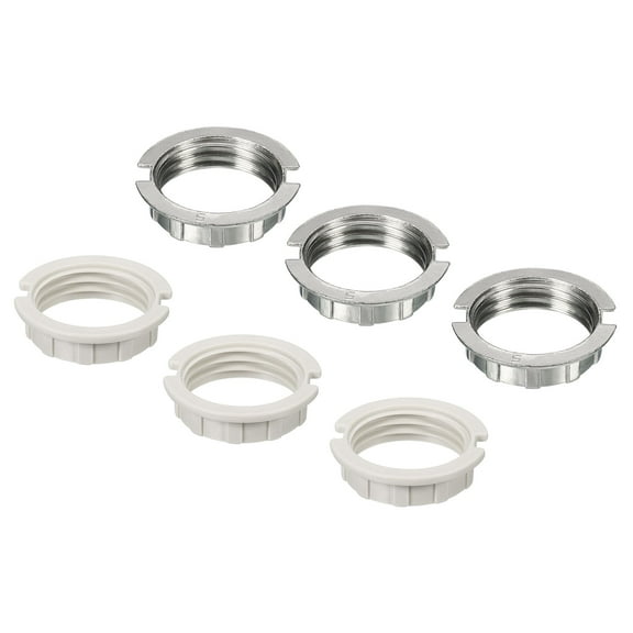Uxcell G9 Light Socket Rings Lamp M20 Shade Holder Adapter Ring White, Zinc Alloy for Light Fixtures, White, Pack of 6