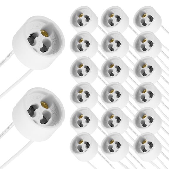 Uxcell GU10 Ceramic Lamp Socket, 25 Pcs Ceramic Bulb Base Connector with 6 Inch Silicone Wire, White GU10 Socket Holder Replacement for LED Halogen CFL Dimmable Light Bulbs