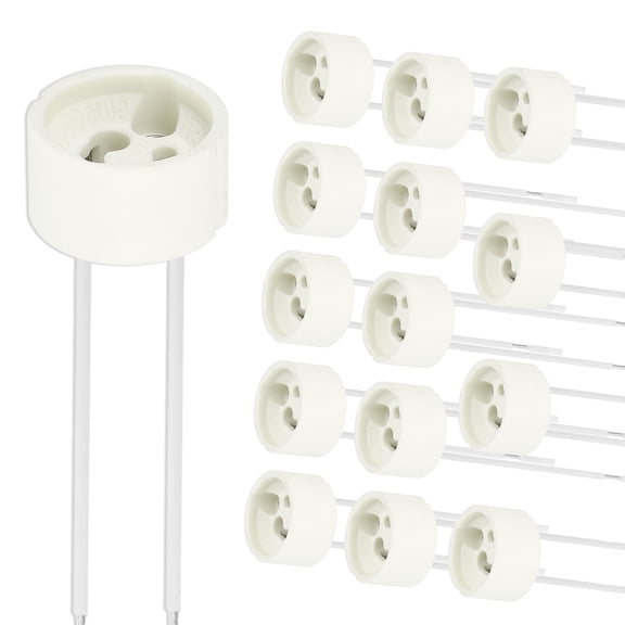 Uxcell GU10 Ceramic Socket Lamp Holder 15 Pack- Light Socket Plug with Wire 4" Heat Resistant Base Socket Maximum 250V 100W for GU10 Lighting Base Track Light Fixture, Beige