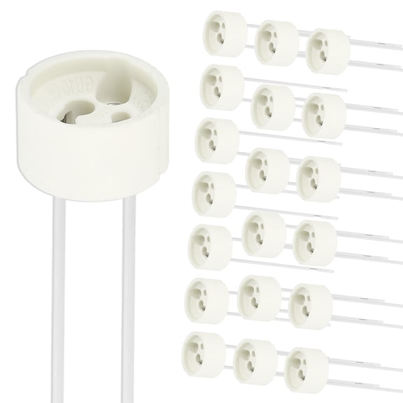 Uxcell GU10 Ceramic Socket Lamp Holder 20 Pack- Light Socket Plug with Wire 4" Heat Resistant Base Socket Maximum 250V 100W for GU10 Lighting Base Track Light Fixture, Beige
