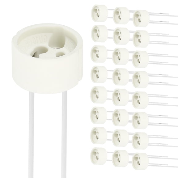 Uxcell GU10 Ceramic Socket Lamp Holder 25 Pack- Light Socket Plug with Wire 4" Heat Resistant Base Socket Maximum 250V 100W for GU10 Lighting Base Track Light Fixture, Beige