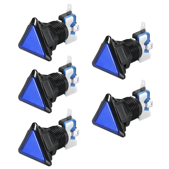 Uxcell Game Push Button 39x39x39 Triangle 12V LED Push Button Switch with Micro switch Blue 5Pack