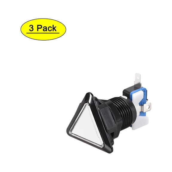 Uxcell Game Push Button 39x39x39 Triangle 12V LED Push Button Switch with Micro switch White 3Pack