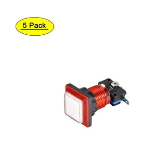 Uxcell Game Push Button Square 12V LED Illuminated Push Button Switch w Micro switch for Arcade Video White Red 5pcs