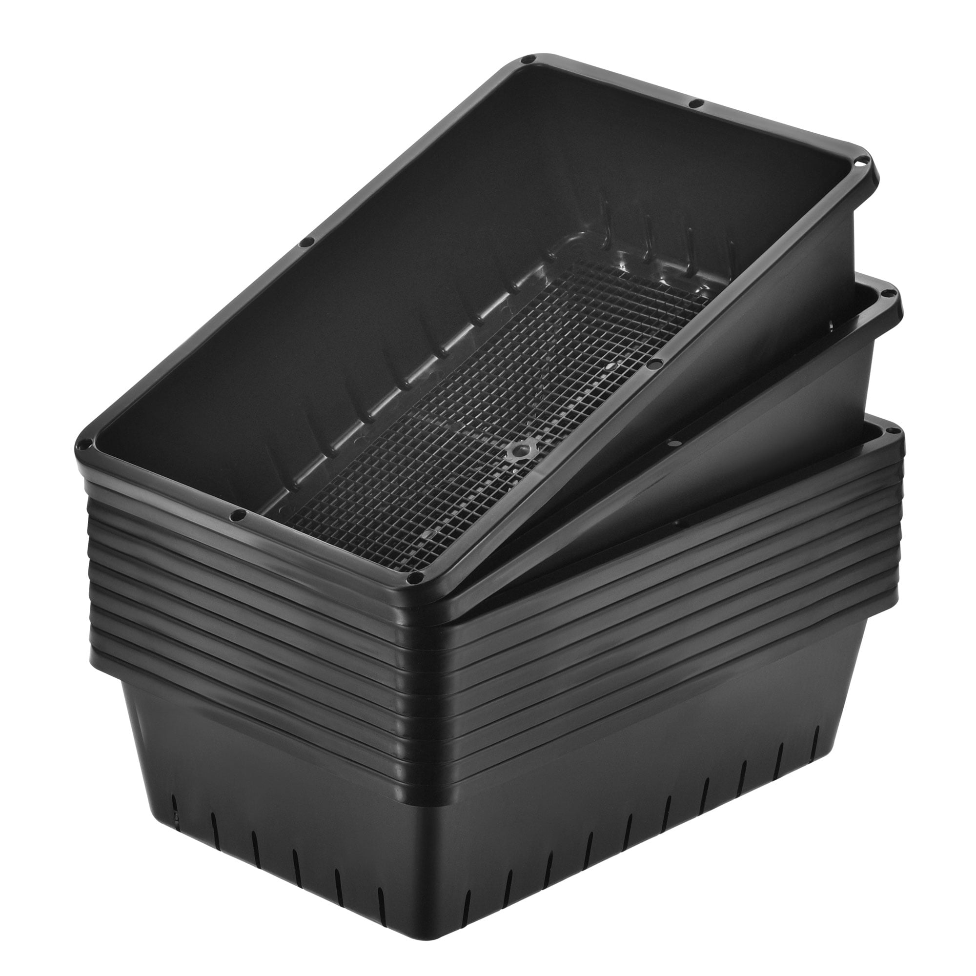 Uxcell Garden Growing Trays Plant Nursery Tray with Drain Holes, Black 10 Pack