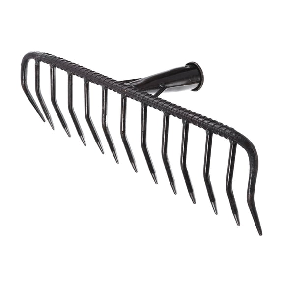 Uxcell Garden Rake Replacement Head 13 Tines Cast Iron Rake Head for Garden Preparation Leaf Debris Cleanup Soil Aeration Educational Tool, Black